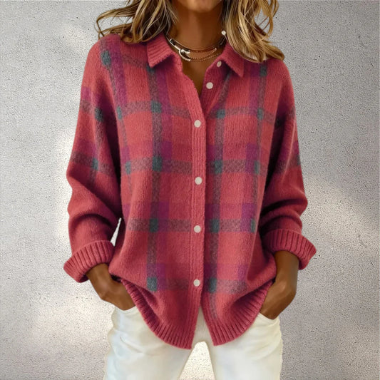 Luna | Cárdigan de punto a cuadros suave